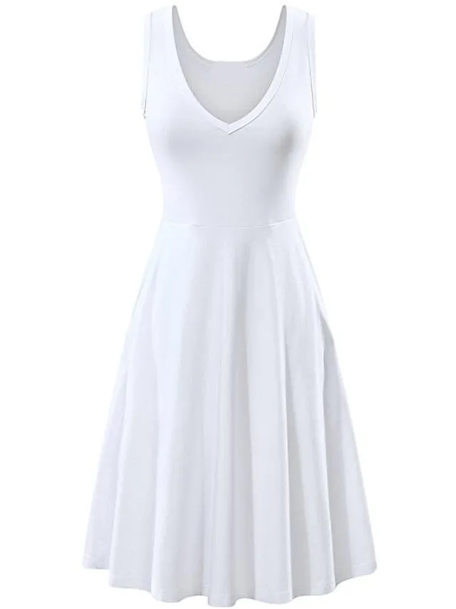 Women's Casual Dress T Shirt Dress Tee Dress Tank Dress Plain Ruched Pocket V Neck Mini Dress Basic Outdoor Daily Sleeveless Regular Fit Gray Summer Spring XXXL