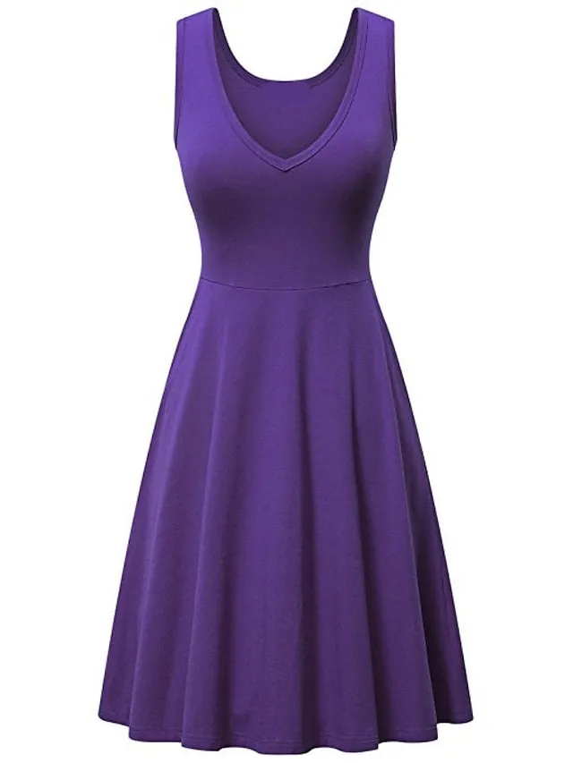 Women's Casual Dress T Shirt Dress Tee Dress Tank Dress Plain Ruched Pocket V Neck Mini Dress Basic Outdoor Daily Sleeveless Regular Fit Gray Summer Spring XXXL