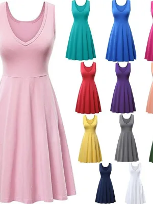 Women's Casual Dress T Shirt Dress Tee Dress Tank Dress Plain Ruched Pocket V Neck Mini Dress Basic Outdoor Daily Sleeveless Regular Fit Gray Summer Spring XXXL