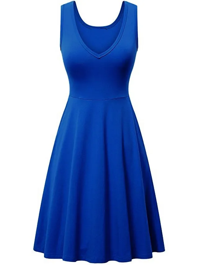 Women's Casual Dress T Shirt Dress Tee Dress Tank Dress Plain Ruched Pocket V Neck Mini Dress Basic Outdoor Daily Sleeveless Regular Fit Gray Summer Spring XXXL