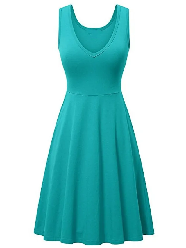 Women's Casual Dress T Shirt Dress Tee Dress Tank Dress Plain Ruched Pocket V Neck Mini Dress Basic Outdoor Daily Sleeveless Regular Fit Gray Summer Spring XXXL