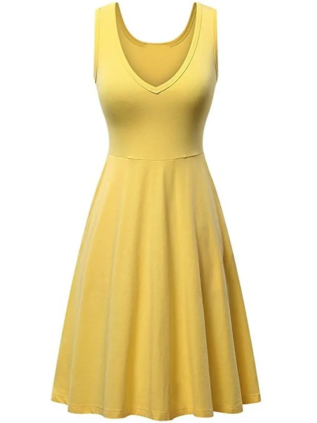 Women's Casual Dress T Shirt Dress Tee Dress Tank Dress Plain Ruched Pocket V Neck Mini Dress Basic Outdoor Daily Sleeveless Regular Fit Gray Summer Spring XXXL