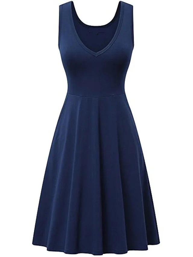 Women's Casual Dress T Shirt Dress Tee Dress Tank Dress Plain Ruched Pocket V Neck Mini Dress Basic Outdoor Daily Sleeveless Regular Fit Gray Summer Spring XXXL