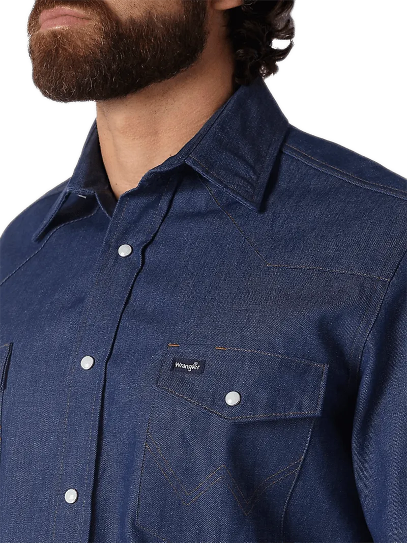 Wrangler Men's Cowboy Cut Rigid Indigo Denim Long Sleeve Work Shirt